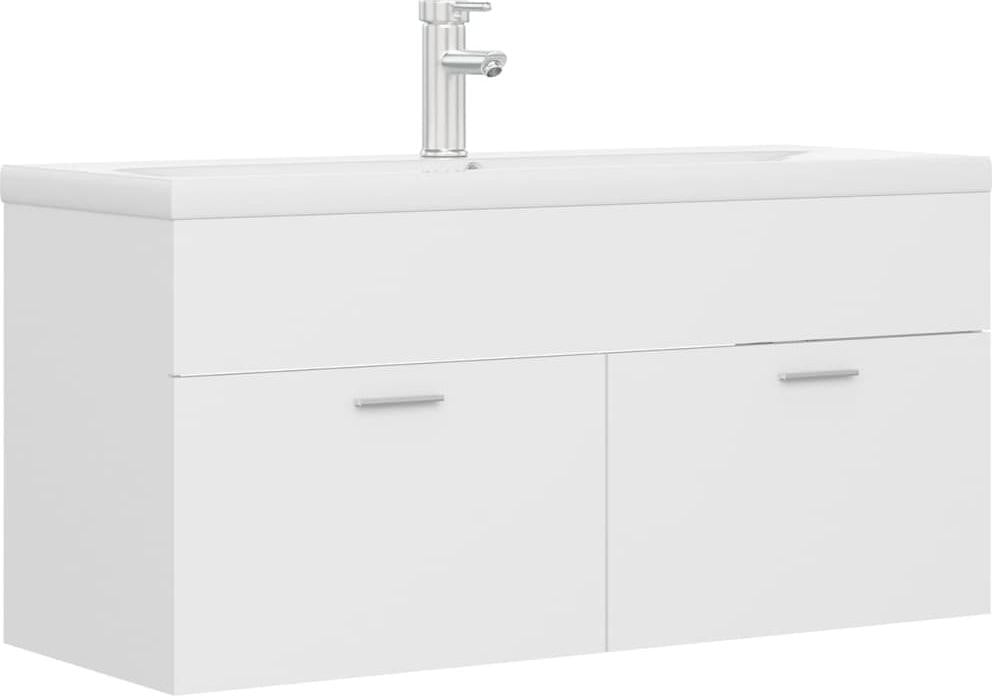 vidaXL Onderkast voor wastafel met keramische wastafel, wit
