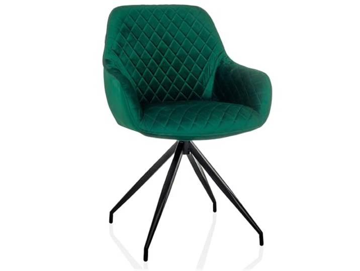 hjh LIVING Chaise de Salle à Manger avec accoudoirs\, Assise rembourrée ELVERUM Chaise rembourrée avec revêtement Velours Doux\, Pieds métal\, Vert