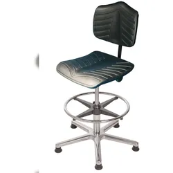PROREGAL Arbeitsstuhl Arlington, großer Rückenlehne, Sitzneige, Sitzhöhe 53-79cm, Polyurethane-Soft-Sitz, Aluminium-Fußkreuz, Gleiter, Fußring