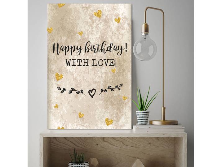 Metallbild QUEENCE Birthday with Love , schwarz (farbe bild(er): schwarz), B:20cm H:30cm, Metall, Stahl, Bilder, Metallbild, Stahlschilder