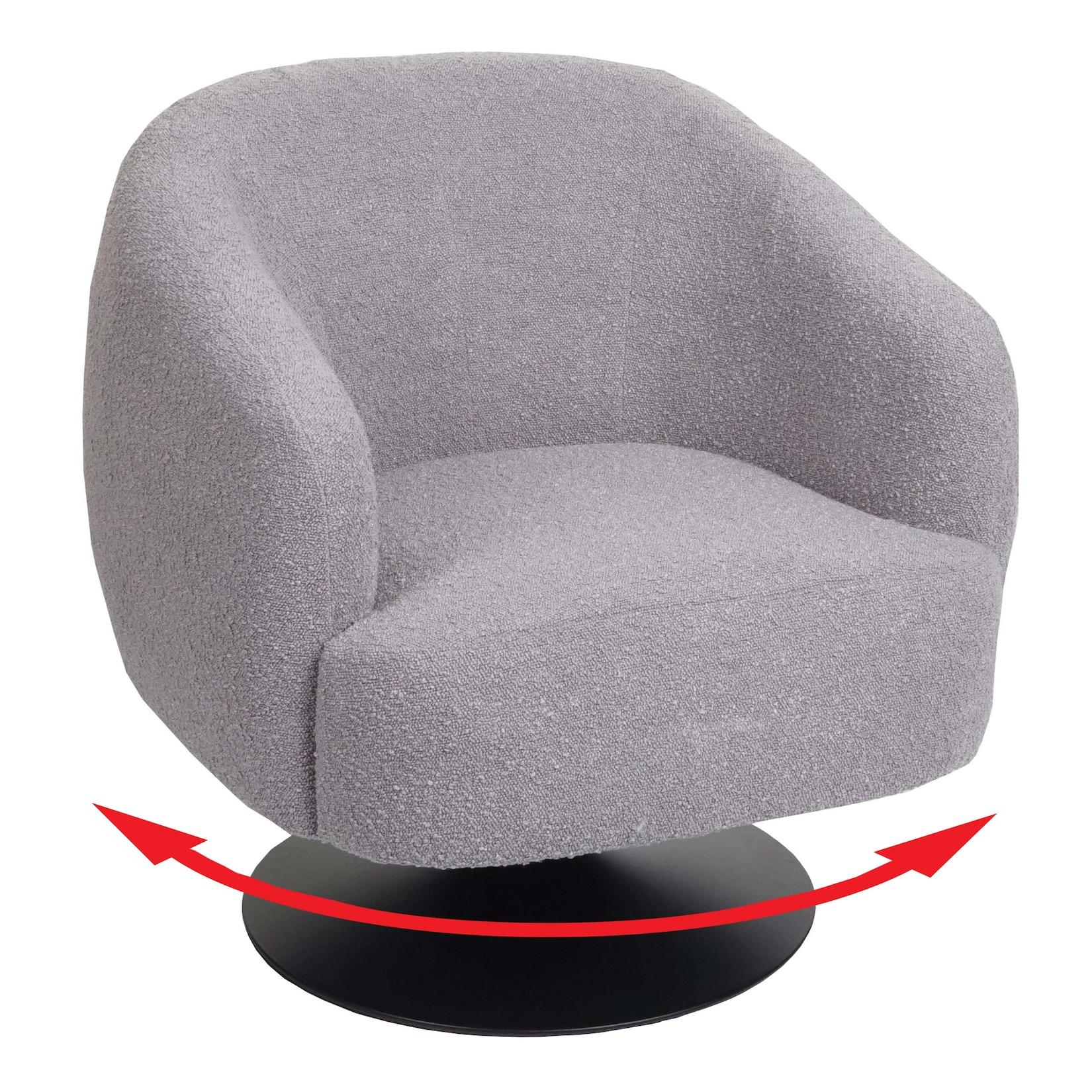 Lounge-Sessel MCW-J76, Cocktailsessel Sessel drehbar, Bouclé Stoff Metall ~ hellgrau