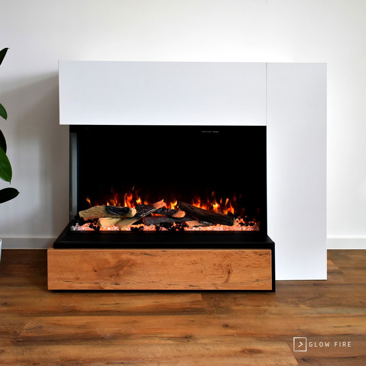 Glow Fire Elektrokamin 'Einstein' Linksoffen| LED Standkamin in weiß mit Heizung (1500 W) | HxBxT: 109x89x51cm