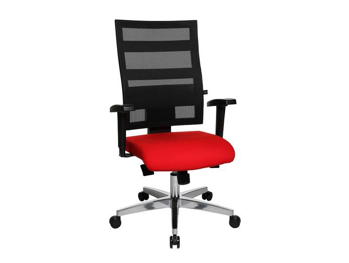 Bürostuhl Topstar X-Pander mit 1D Armlehnen, Rot/Verchromt, Neu, Ergonomischer Stuhl - ideal für flexibles Arbeiten