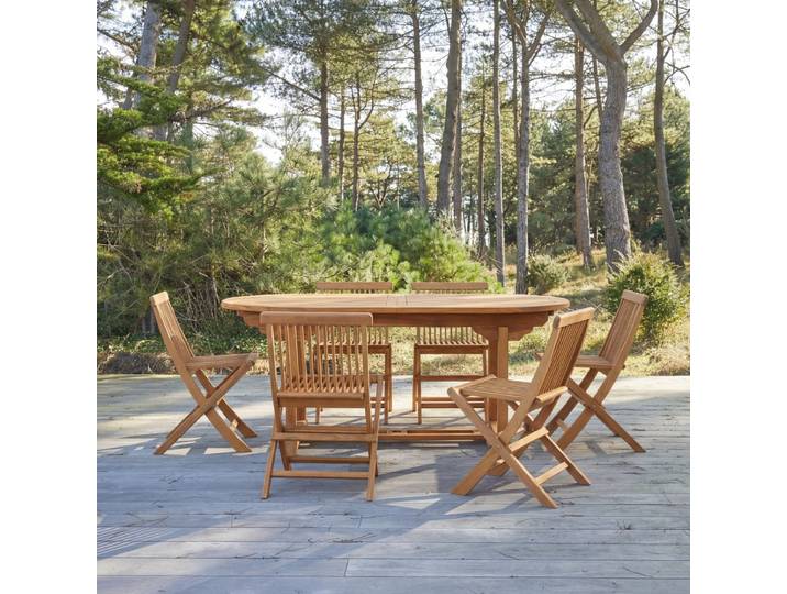 Outdoor Gartenmöbel Set aus massiver Akazie 6 Stühle Capri - Braun - Acacia