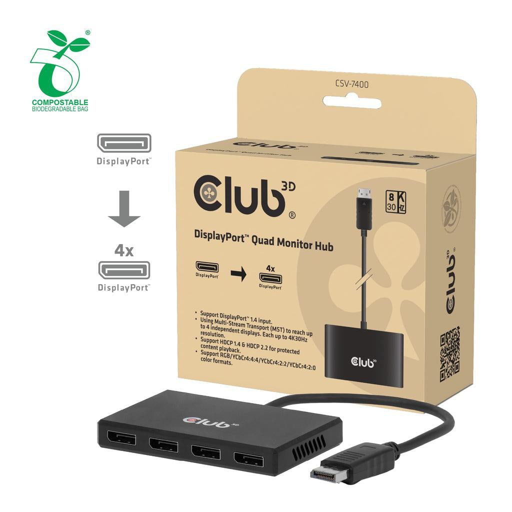 Club3D Club 3D CSV-7400 DisplayPort™ Quad Monitor MST 4x4K30Hz