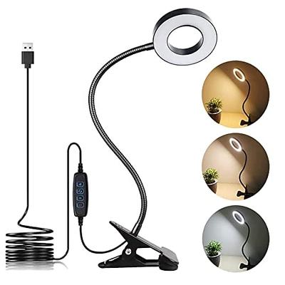 1 LED-Klemmleuchte, 48 LEDs, 3 Farbmodi, Helligkeit einstellbar, flimmerfrei, augenschonend, 5V USB-Stromversorgung, geeignet für Arbeitszimmer, Büro, Nachttisch, Live-Stream-Beleuchtung