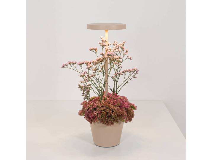 Zafferano Poldina Reverso Akku-Tischlampe sand Reverso, dimmbar, creme / amber, für Wohn- / Esszimmer, Aluminium, Modern