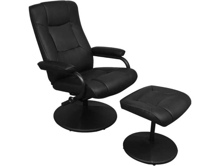 1731Fauteuil TV Fauteuil Relax salon -66 5 x 110 x 85 cm (l x P x H)Fauteuil télévision scandinave - avec repose-pied Noir Simili