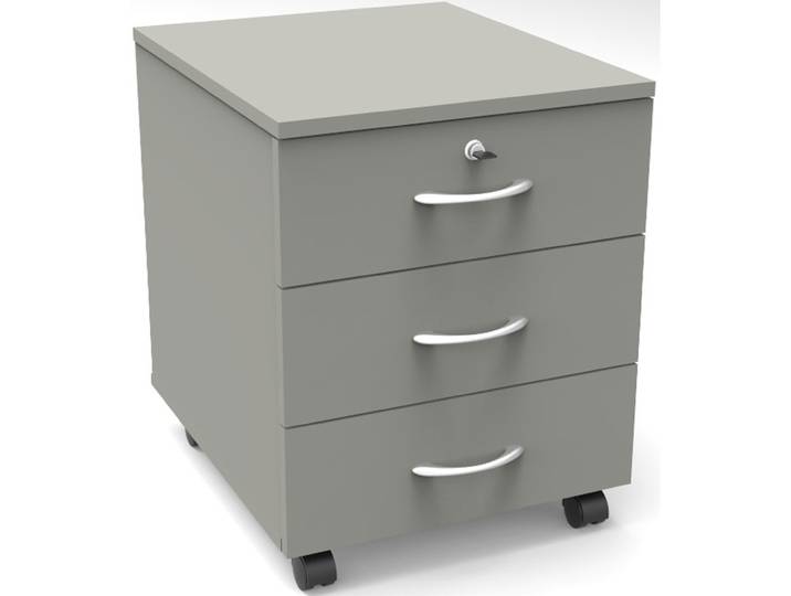 Caisson mobile Bois Starting - 3 tiroirs - Gris / Aluminium