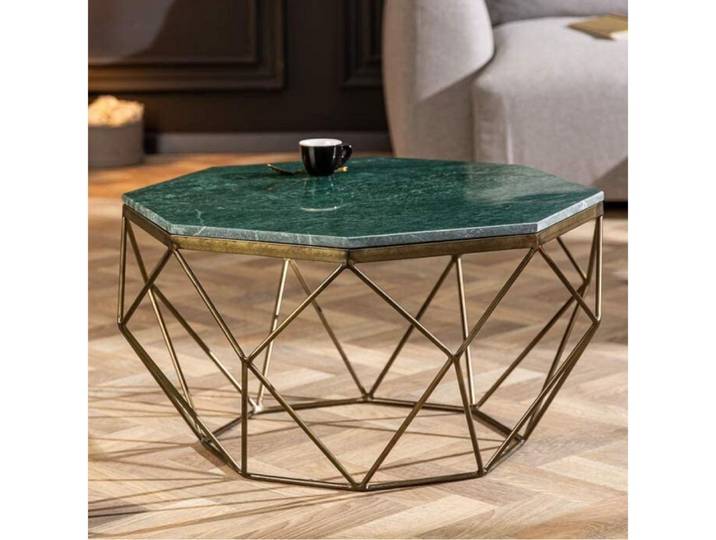 LebensWohnArt Couchtisch Exklusiver Couchtisch BIJOUX ca.70cm grün Marmor Metallgestell