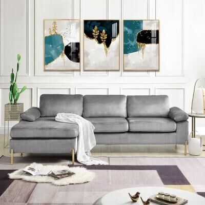 Mid-Century Velvet Sofa with Removable Cushions by GDFStudio