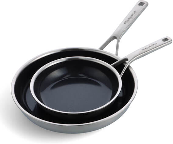KitchenAid Multi-Ply Stainless Steel Ceramic Non-Stick 20cm & 28cm Frying Pan Set