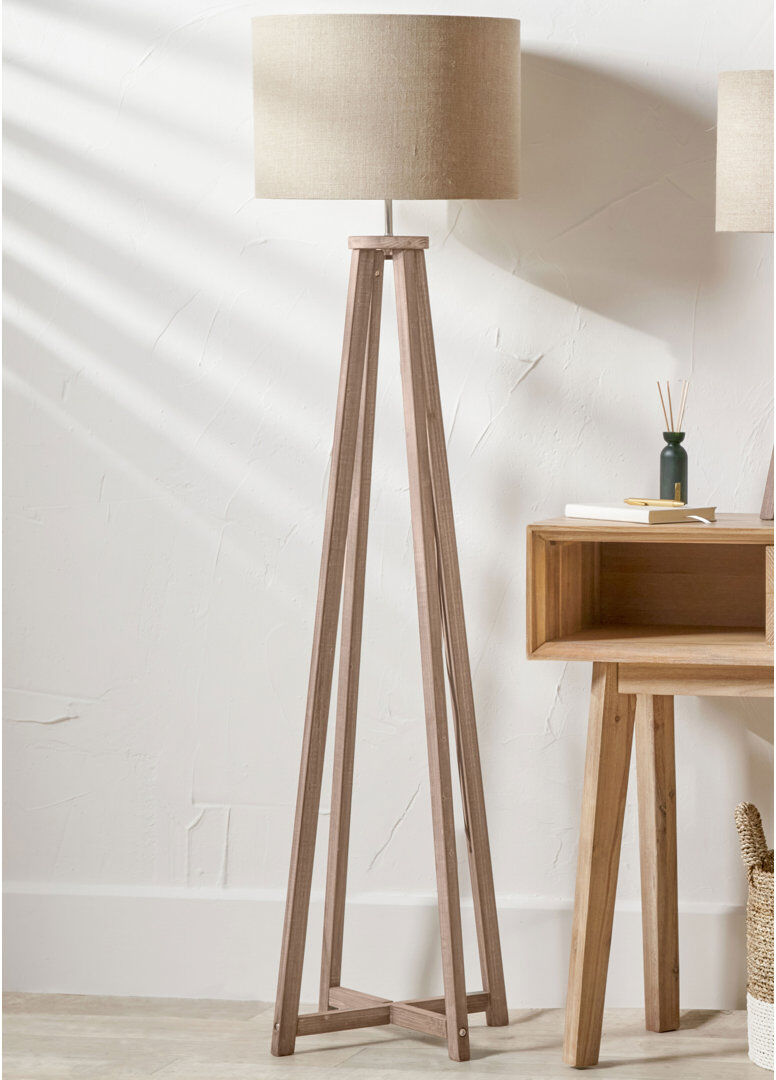 Ebern Designs Dzifa 136 H cm Tripod Floor Lamp Grey 136cm H X 31cm W X 31cm D