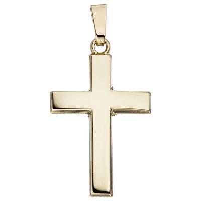 Kreuzanhänger JOBO "Anhänger Kreuz", gelb (gelbgold 585), Schmuckanhänger, Damen, Gelbgold 585, 585 Gold