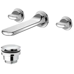 TRIZERATOP Miscelatore lavabo a parete con piletta (tappo) cromato