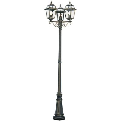 Pollerleuchte SEARCHLIGHT "Außenleuchte New Orleans, 3-flammig", schwarz (schwarz und gold), B:55cm H:227cm L:55cm Ø:55cm, Leuchten, Klassisches Ambiente