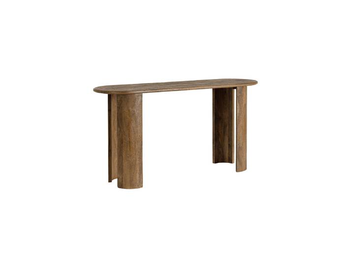 Ovale Massivholz Design Konsole „Orlando“ Mangoholz Braun Bizzotto