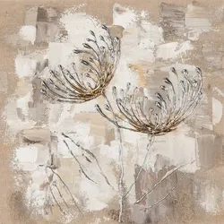 Gemälde CHRYSANTHEMEN SILBER (BH 40x40 cm) - BH 40x40 cm