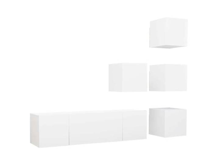LMTYOENFG 6-teiliges TV-Schrank Set Hängeboard Wandmontage Weiß Flexibles Wandmöbel Set für Wohnzimmer und Schlafzimmer mit reichlich Stauraum für Medien und Dekoration.