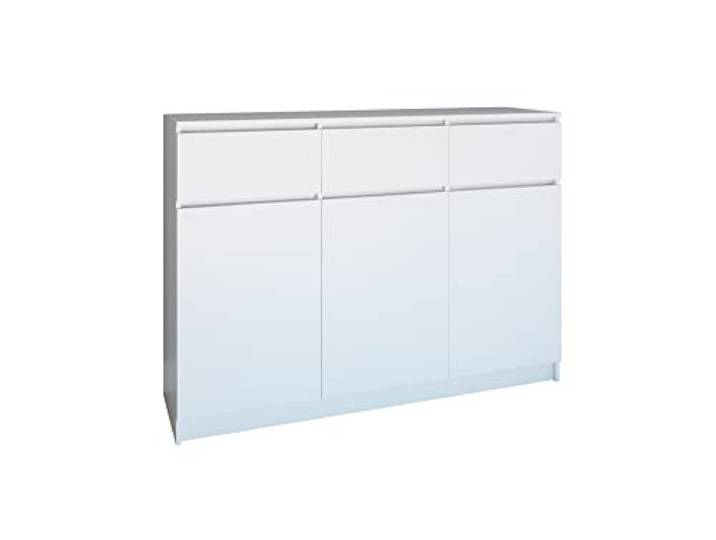 Oggi Lugo 3D3S Weiß Kommode, 3 Schubladen, modernes Design, Schlafzimmermöbel, Hochglanz, platzsparend, Einrichtungskommode