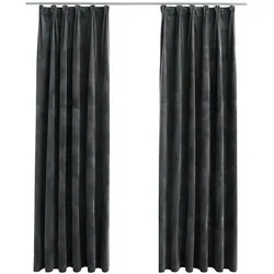 vidaXL Verdunkelungsvorhänge mit Haken 2 Stk. Samt Anthrazit 140x225cm