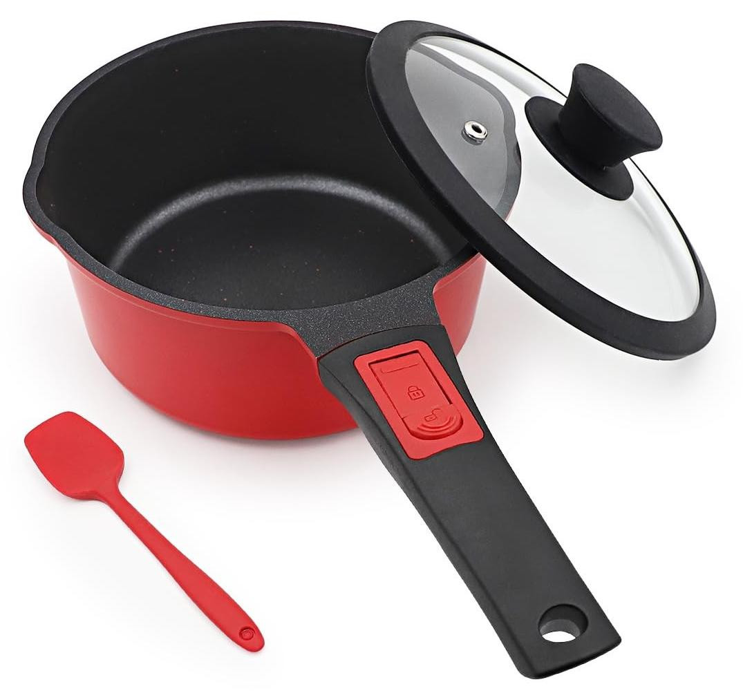 Merkloze kookpan van 18 cm met deksel en antiaanbaklaag