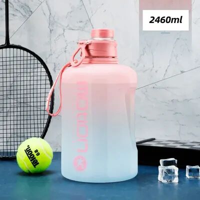 Youfap Market Plastic Portable Water Bottle With Straw, Large Capacity Fitness Kettle, Outdoor Gradient Sports Bottle 1.6l pink