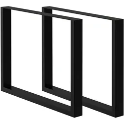 ECD Germany Tischbeine 2er Set 90x72 cm Schwarz | Vierkantprofil Stahl, pulverbeschichtet, Industrial Tischkufen Esstisch DIY