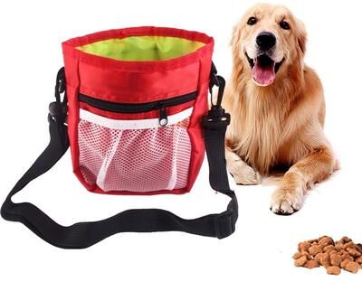 United Premium Hands Free Dog Training Treat Bag Foldable Outdoor Waist Pet Treat Pouch red