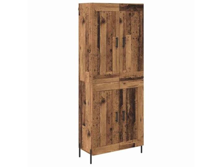 Highboard 2 Stk. Altholz 69,5 x 34 x 180 cm Holzwerkstoff Rechteckiges Design, umsetzbare Brett-Regale, Scharnier-Türen, mattierte Metallgriffe, schwarze Pfosten-Beine