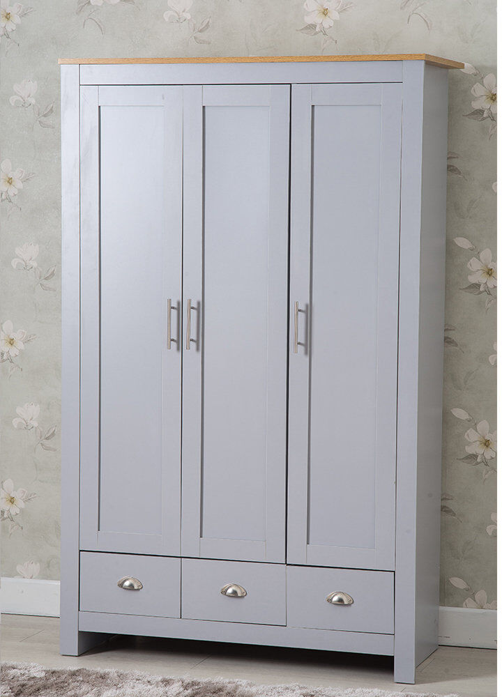 Marlow Home Co. Annieruth 3 Door Wardrobe Grey 79cm W X 50cm D