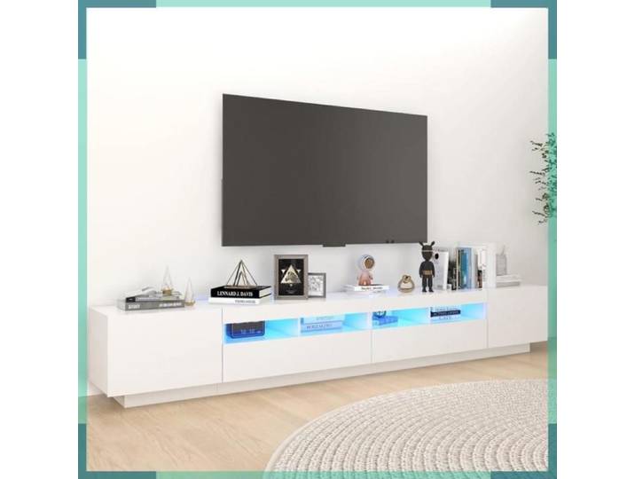 ASHATA Meuble TV avec lumières LED Blanc 260x35x40 cm -FHE3081915