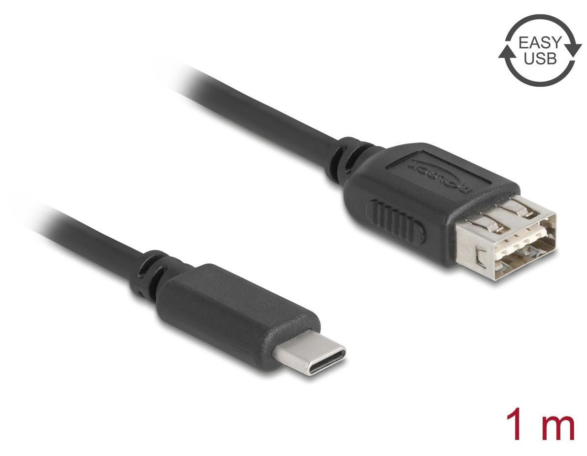 Delock USB-kabel 24-pins USB-C naar USB, 1 meter, zwart