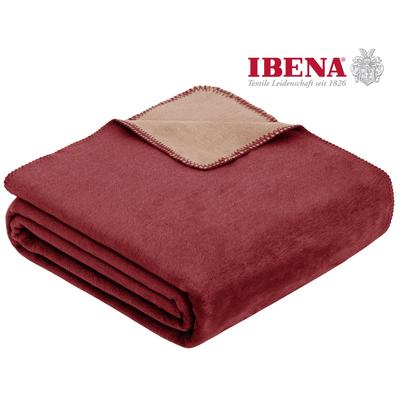 Wohndecke IBENA "Wohndecke Doubleface Dublin", rot (bordeaux, hellbraun), B:150cm L:200cm, Baumwolle, Polyacryl, Polyester, Wohndecken, Wohndecke, in trendigen Farben