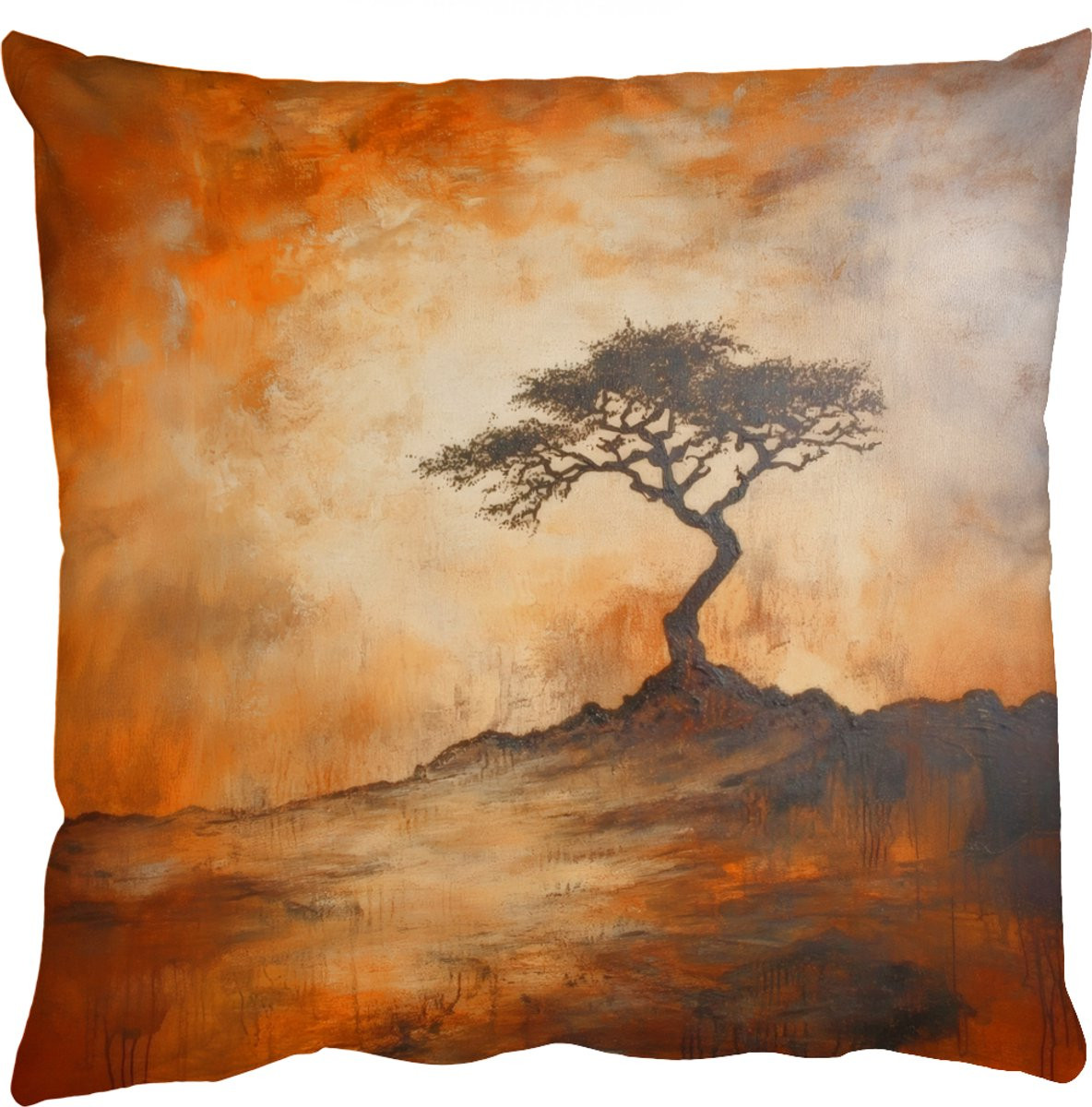 PillowMonkey Sierenkussen Landschap Boom Oranje 60x60 cm
