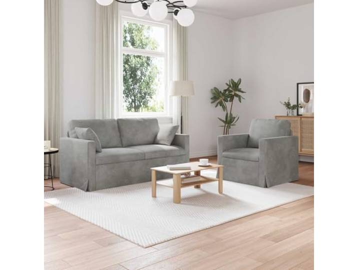 ZQQLVOO Modulares Sofa 2 STK Hellgrau Samt Schwarzes Metallgestell, Schaumstoffpolsterung, flexible Aufstellung, pflegeleichte Oberfläche