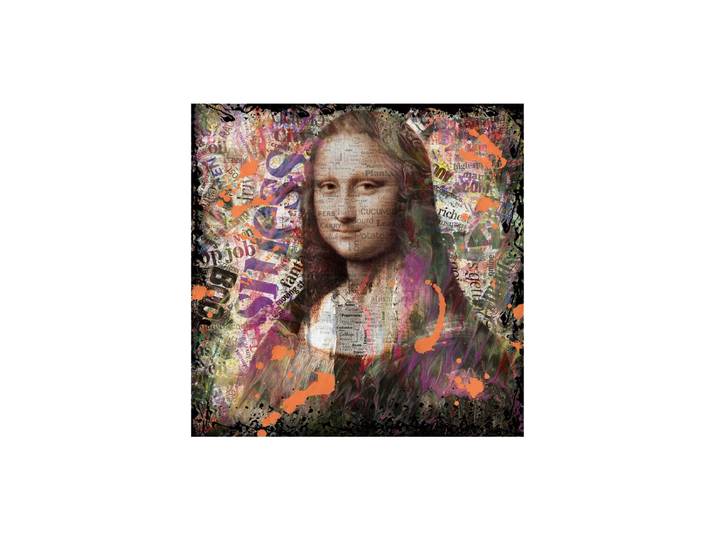 Glasbild „Modern Lisa“ 100 x 100 cm Multicolor Crea Collection