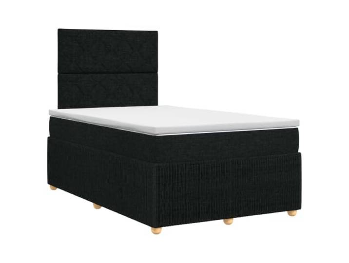 KTHLBRH Boxspringbett mit Matratze schwarz 120 x 200 cm Stoff Polyester-Füllung, verstellbares Kopfteil, Taschenfedern, mittlere Festigkeit, waschbare Bezüge