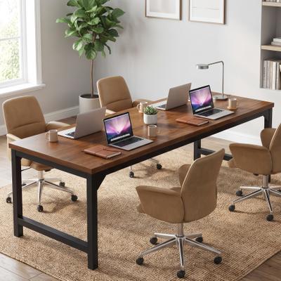 YUZHOU "78.7"" Solid Wood Industrial Conference Table for Meeting Room - 78.74"" L x 27.56"" W x 29.52"" H"