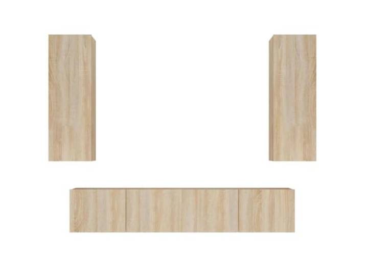 KGFHERENB 4-tlg. TV-Schrank Set Hängend Wandmontage Sonoma-Eiche Vielseitiges Stauraum-Möbel für Schlafzimmer und Wohnbereich mit pflegeleichten Oberflächen und variabler Aufteilung.