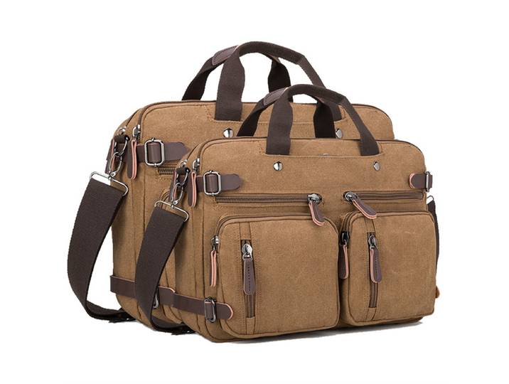 Porte-documents d'affaires en toile et cuir, sac à bandoulière multifonctionnel, sac d'ordinateur de grande capacité, sac de voyage décontracté