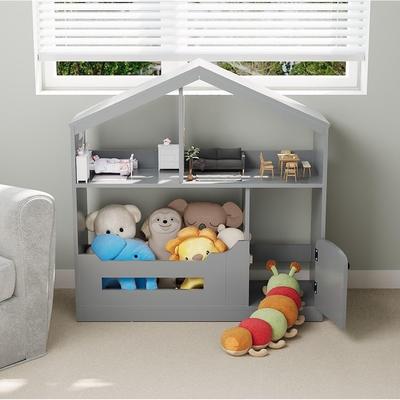 Garvee Senfot 2-Tier Kids House-Shaped Bookshelf (Grey, Light)