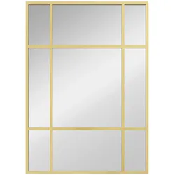 HOMCOM Rechteckiger Wandspiegel/Fensterspiegel 70x50cm mit Metallrahmen, dekorativer Spiegel für Wohnzimmer/Schlafzimmer, Gold