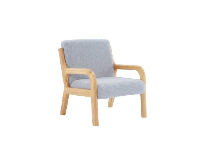 Fauteuil scandinave enfant en bois et tissu bouclette gris souris
