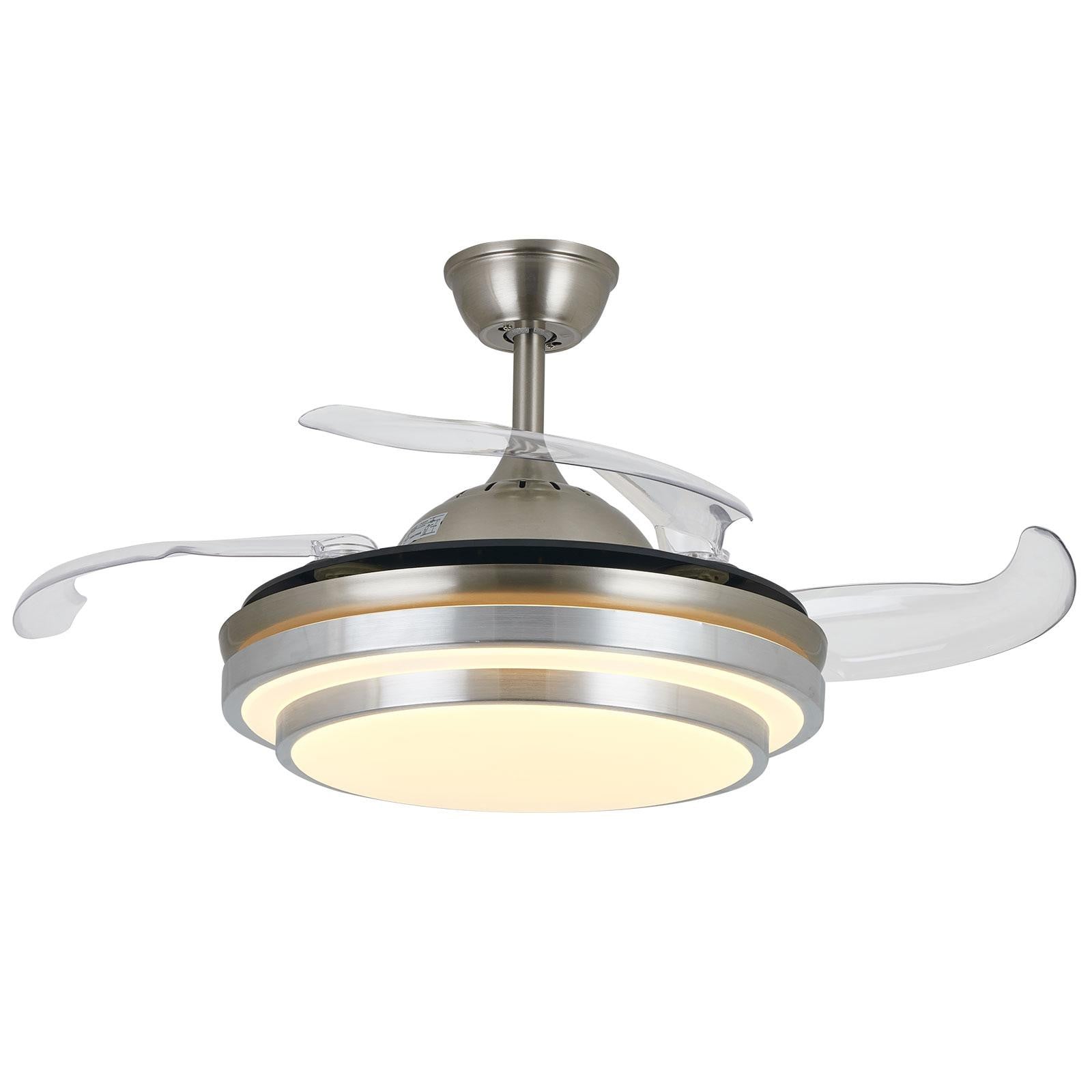 Enjoyshopping Moderne plafondventilator met LED-verlichting en afstandsbediening, 4 bladen