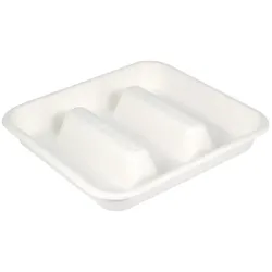 MONOUSO - Behälter aus Zuckerrohr für Tacos Weiß 18,5x18,5cm (300 Stück)