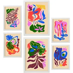 POSTER Set Mit 6 Malerisch 2 In Blume Zusammenfassung Ästhetische Dekorative Gemälde Für Ihr Wohnzimmer, Schlafzimmer, Zuhause A3 & A4 Weißer Rahmen