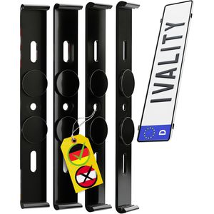 IVALITY Kennzeichenhalter Premium Klick, rahmenlos, für Auto, schwarz, 2 Stück
