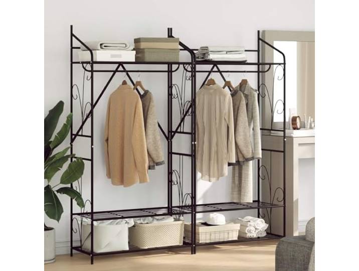Offener Kleiderschrank 2 Stk. 78 x 36 x 158 cm Metall Offenes Design,Metallrahmen mit mattem Finish,viele Regale,Organizer,Haken,Aufhängungen,für kleine Schlafzimmer