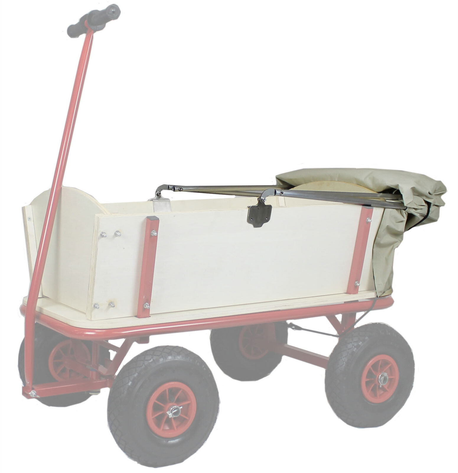Beachtrekker Style Holz Bollerwagen Handwagen Natur mit Sonnenverdeck
